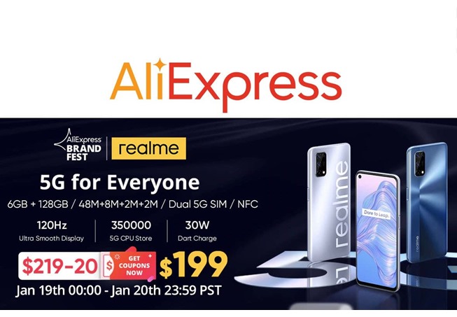 Анонс мировой премьеры смартфона Realme 7 5G 6/128GB на AliExpress