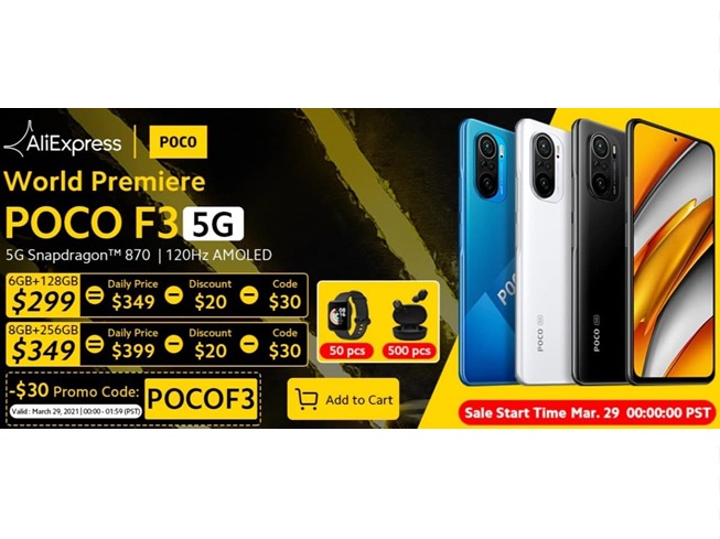 Старт продаж смартфона POCO F3 с 10:00 МСК на AliExpress