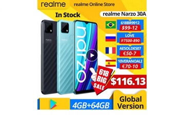 Cмартфон Realme Narzo 30A с хорошей скидкой на AliExpress