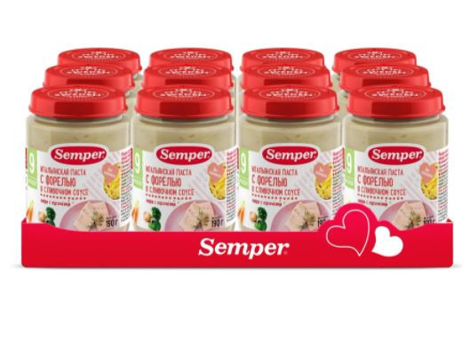 Скидка на Пюре Semper итальянская паста с форелью в сливочном соусе, 190 г, 12 шт