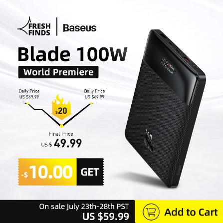 Внешний аккумулятор Baseus Blade по отличной цене