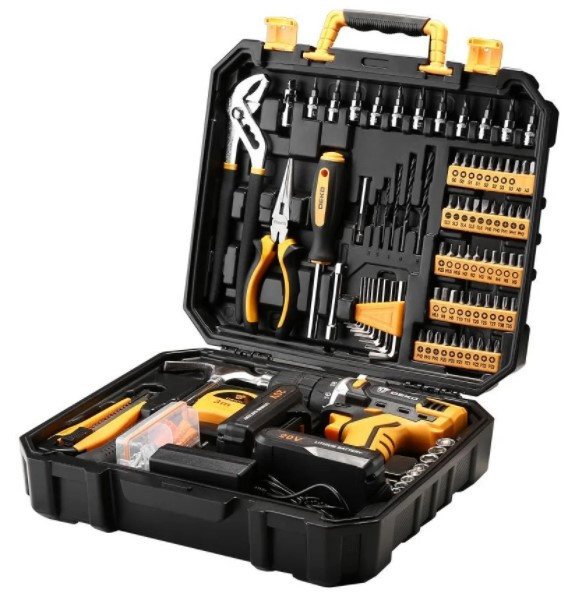 Аккумуляторная дрель DEKO DKCD20FU-Li + набор 195 инструментов со скидкой 17%