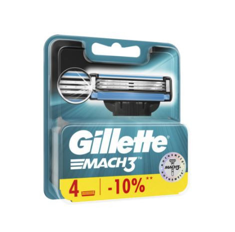 Низкая цена на кассеты для станка Gillette Mach 3 4шт.