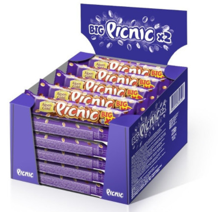 Батончик Alpen Gold Picnic Big, 76 г, коробка, 30 шт. по вкусной цене на Яндекс.Маркет