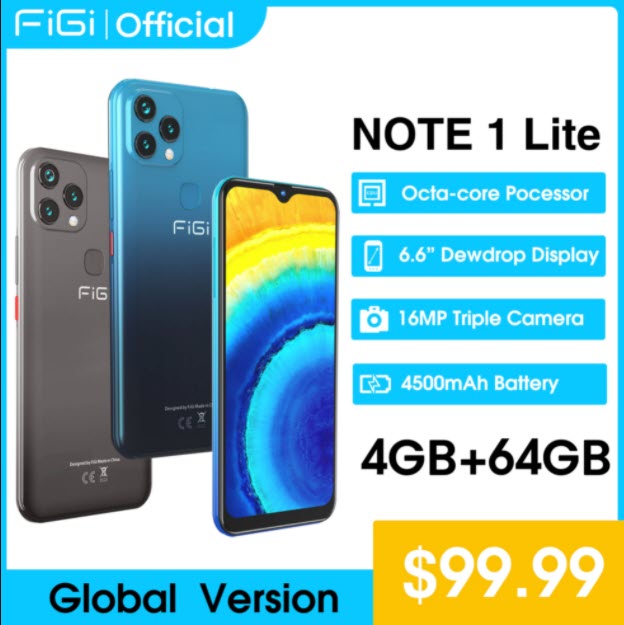 Смартфон FIGI Note 1 Lite, 4500 мАч, 6,6 дюйма, 4 + 64 ГБ с хорошей скидкой