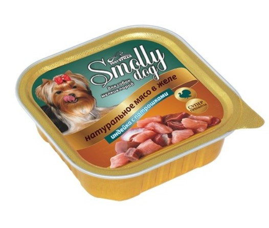 Влажный корм для собак (Smolly dog), Индейка с потрошками, 100г Х 15 шт