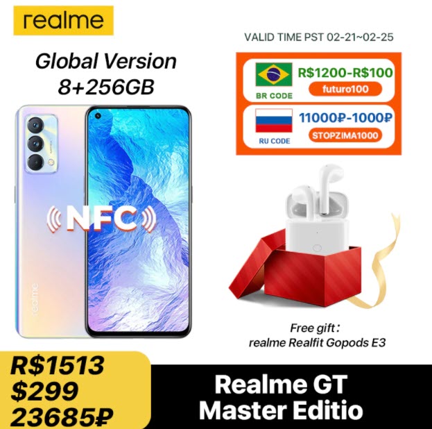 Смартфон realme GT Master 8+256GB по отличной цене на распродаже AliExpress