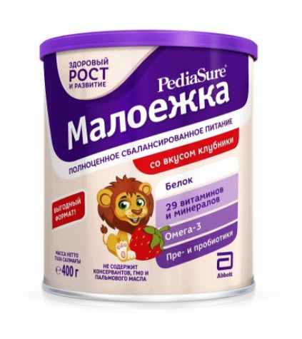 Смесь Pediasure Малоежка сухая со вкусом клубники, от 1 года до 10 лет