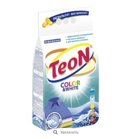 Бесфосфатный стиральный порошок Teon, 6 кг Универсальный