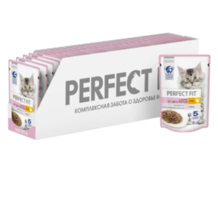 Влажный корм для котят Perfect Fit Junior, с курицей 28 шт х 75 г