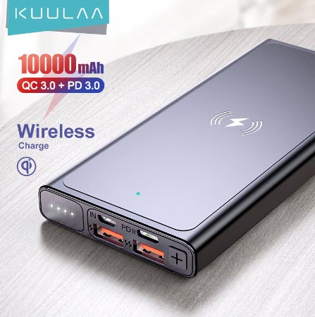 Внешний аккумулятор KUULAA с поддержкой беспроводной зарядки