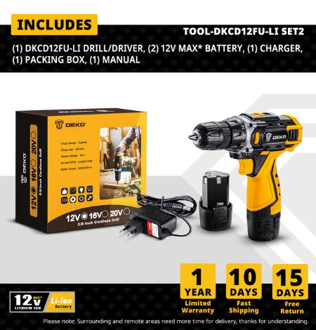 Аккумуляторная дрель DEKO DKCD12FU-Li SET2