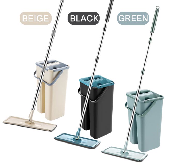 Швабра с ведром и 4 насадками из микрофибры