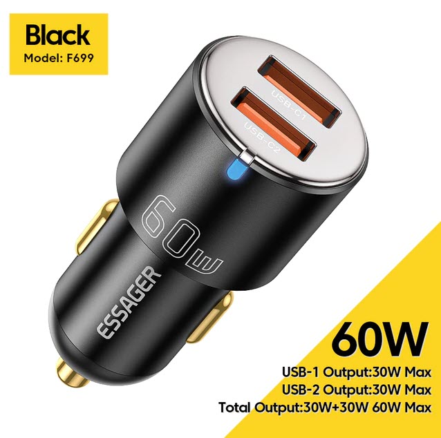 Автомобильное зарядное устройство Essager 60 Вт