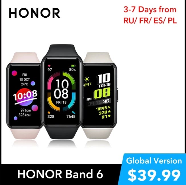 Глобальная версия смарт-часов HONOR Band 6
