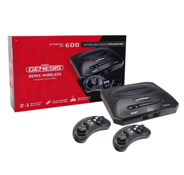 Игровая приставка Retro Genesis Remix Wireless (600 игр 8+16bit)+2 беспр. геймпада