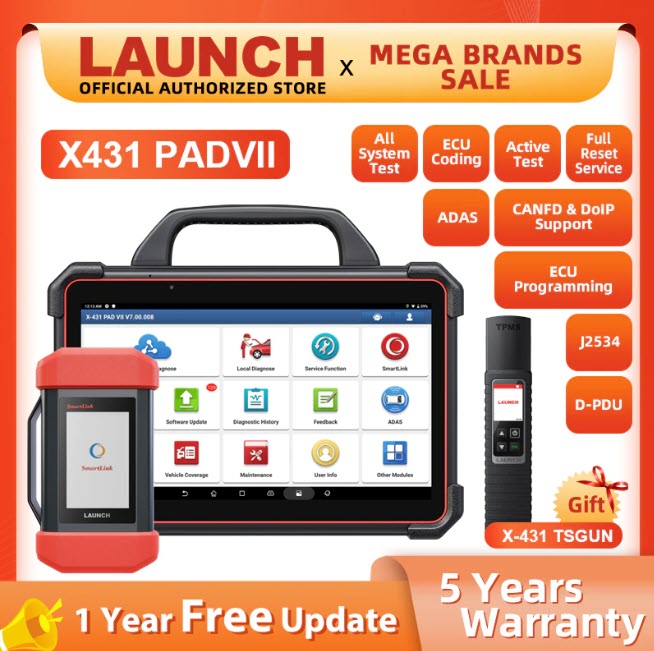 Автомобильный диагностический сканер LAUNCH X431 PAD 7 VII в кейсе