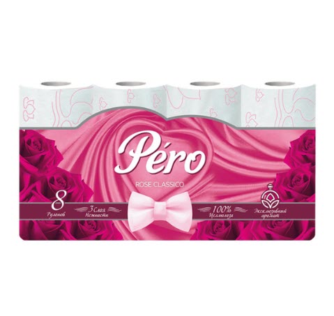 Туалетная бумага Pero 3 слоя, 8 штук