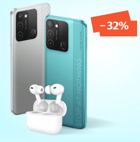 TECNO Spark 8C 4/64 ГБ + беспроводные наушники TECNO Buds1 + купон на 3 месяца подписки Плюс Мульти