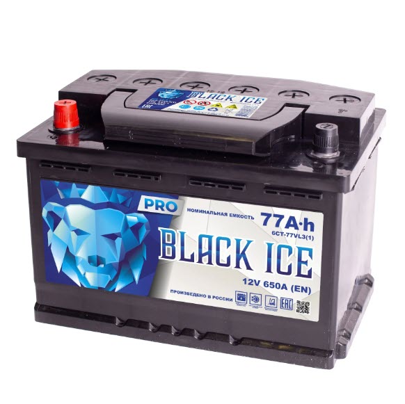 Автомобильный аккумулятор BLACK ICE Pro 6СТ-77.1 VL