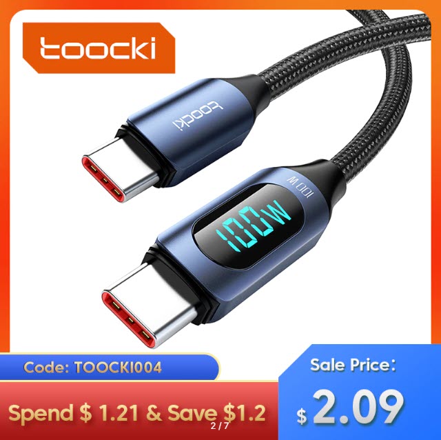 Type-C кабель для быстрой зарядки Toocki с дисплеем