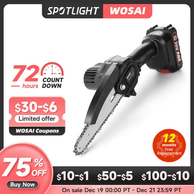 Аккумуляторная бесщеточная цепная мини пила WOSAI