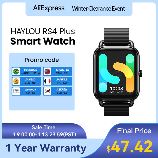 Умные часы HAYLOU RS4 Plus со скидкой