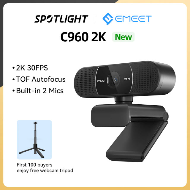 Веб-камера C960 2K EMEET для потокового видео с автофокусом 1080P